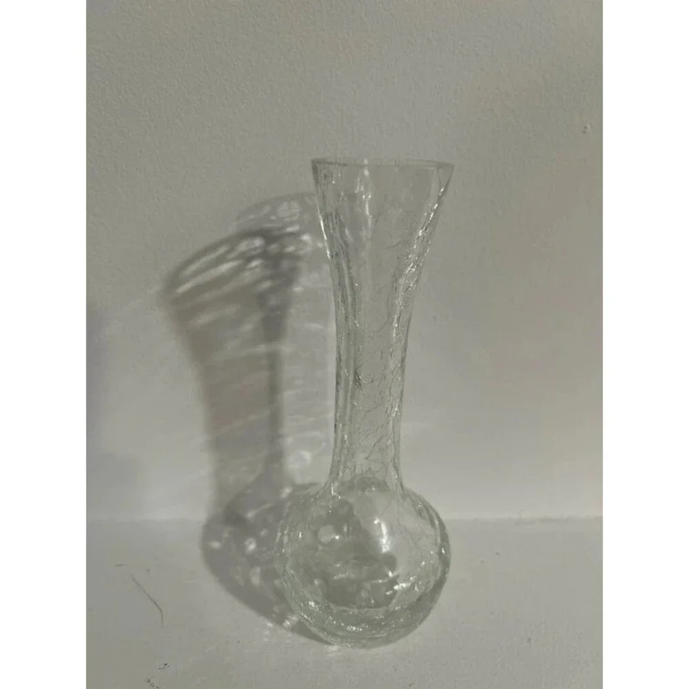 Crackle Glass Small Stem Bud Vase